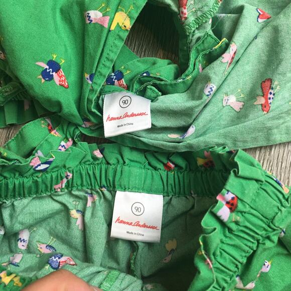 Hanna Andersson Green Birds top and shorts Size 90 3T - Picture 4 of 6